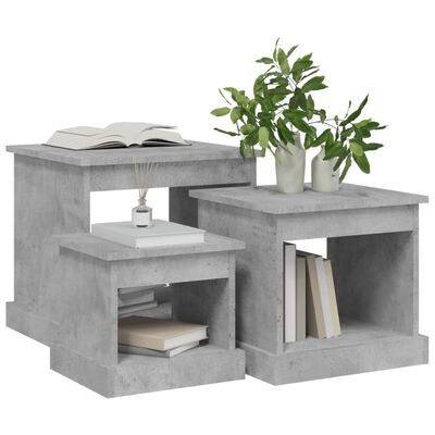 vidaXL Coffee Tables 3 pcs Concrete Grey Engineered Wood