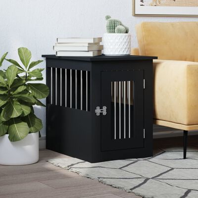 vidaXL Dog Crate Furniture Black 45x62x59 cm Engineered Wood