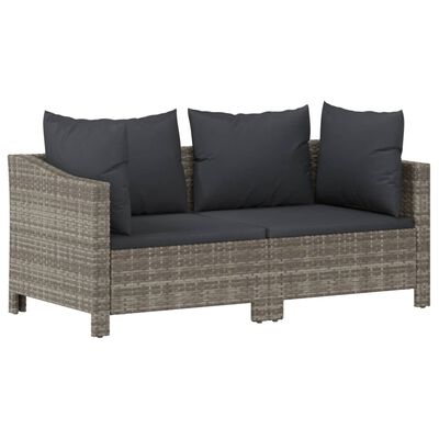 vidaXL 7 Piece Garden Lounge Set with Cushions Grey Poly Rattan