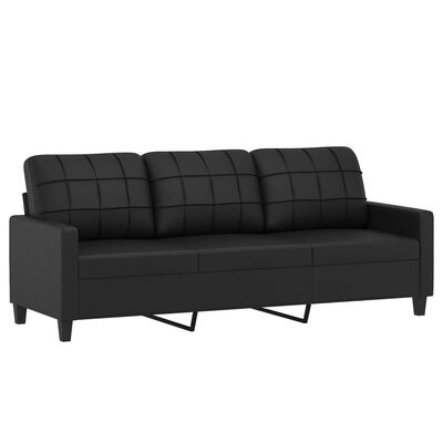 vidaXL 4 Piece Sofa Set with Cushions Black Faux Leather