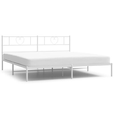 vidaXL Metal Bed Frame without Mattress with Headboard White 180x200cm