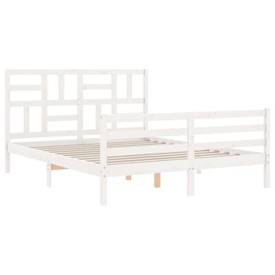 vidaXL Bed Frame without Mattress White King Size Solid Wood