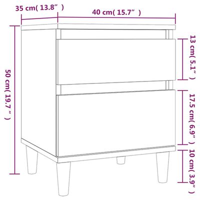 vidaXL Bedside Cabinet High Gloss White 40x35x50 cm