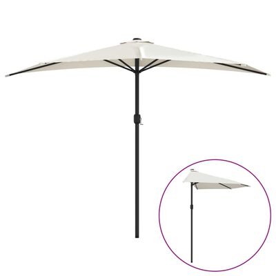 vidaXL Garden Parasol with Aluminium Pole Sand 300x155 cm Half