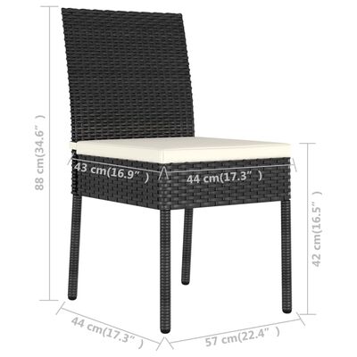 vidaXL 5 Piece Garden Dining Set Poly Rattan Black