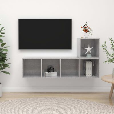 vidaXL 2 Piece TV Cabinet Set Concrete Grey Engineered Wood