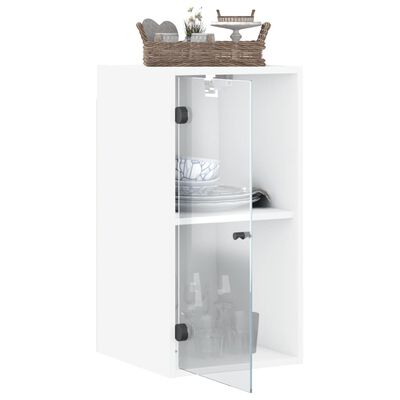 vidaXL Wall Cabinet with Glass Doors White 35x37x68.5 cm