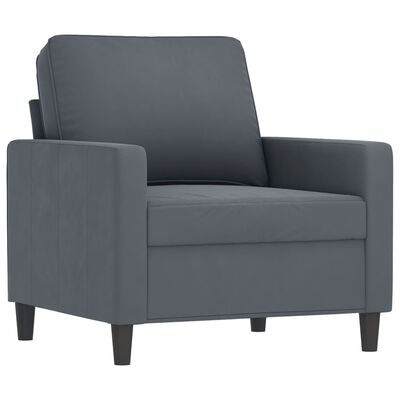 vidaXL 3 Piece Sofa Set with Cushions Dark Grey Velvet