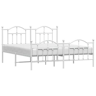 vidaXL Metal Bed Frame without Mattress with Footboard White 180x200cm