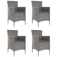 vidaXL Garden Dining Chairs 4 pcs Poly Rattan Grey