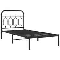 vidaXL Metal Bed Frame with Headboard Black 90x190 cm Single