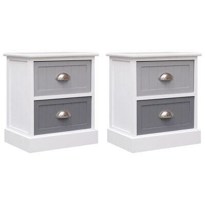 vidaXL Nightstands 2 pcs Grey 38x28x45 cm Paulownia Wood