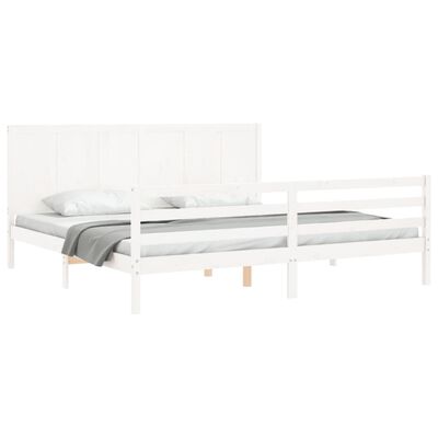 vidaXL Bed Frame without Mattress White Super King Size Solid Wood