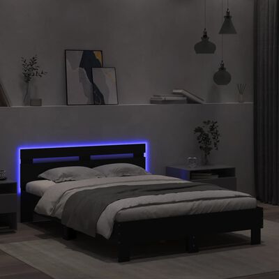 vidaXL Bed Frame with LED without Mattress Black 135x190 cm Double