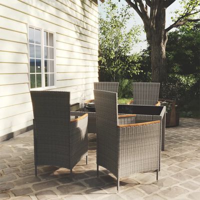 vidaXL 5 Piece Outdoor Dining Set with Cushions Poly Rattan Grey