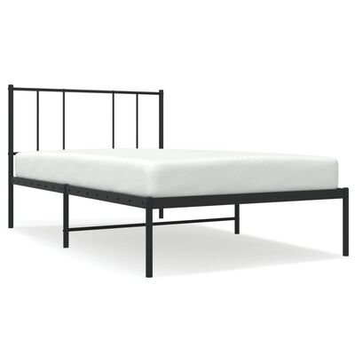 vidaXL Metal Bed Frame without Mattress with Headboard Black 107x203 cm