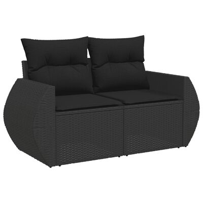 vidaXL 6 Piece Garden Sofa Set with Cushions Black Poly Rattan