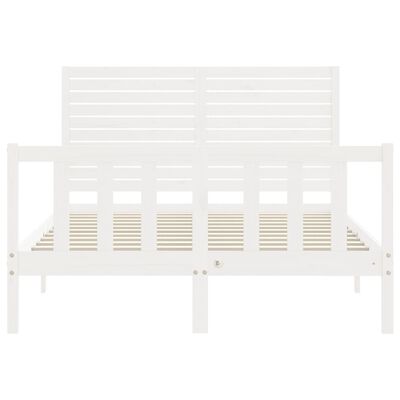 vidaXL Bed Frame without Mattress White Double Solid Wood Pine