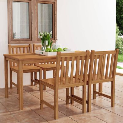 vidaXL 5 Piece Garden Dining Set Solid Teak Wood