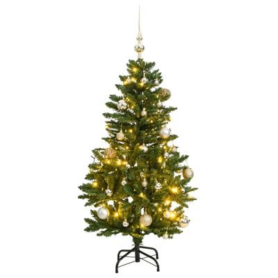 vidaXL Artificial Hinged Christmas Tree 150 LEDs & Ball Set 150 cm