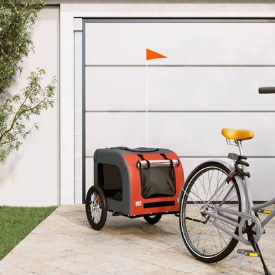 vidaXL Pet Bike Trailer Orange and Grey Oxford Fabric and Iron