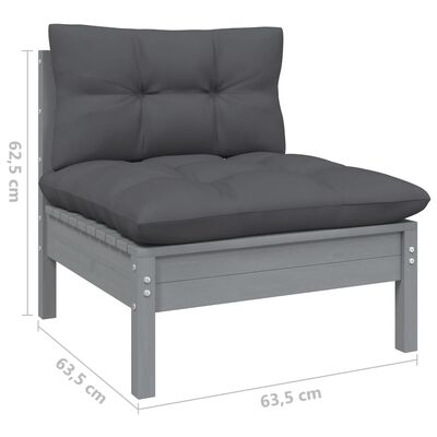 vidaXL 12 Piece Garden Lounge Set with Cushions Grey Solid Pinewood