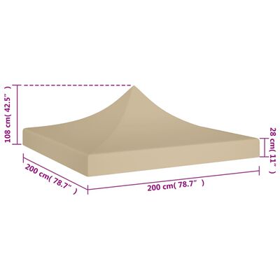 vidaXL Party Tent Roof 2x2 m Beige 270 g/m²