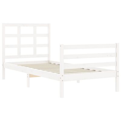 vidaXL Bed Frame without Mattress White Single Solid Wood