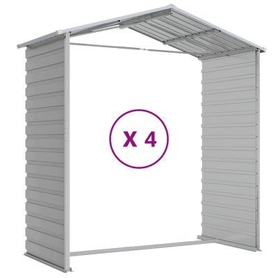 vidaXL Garden Shed Light Grey 191x385x198 cm Galvanised Steel