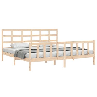 vidaXL Bed Frame with Headboard King Size Solid Wood