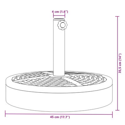 vidaXL Parasol Base for Ø38 / 48 mm Poles 25 kg Round