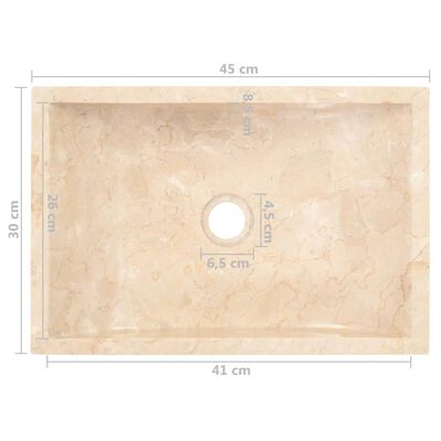 vidaXL Sink 45x30x12 cm Marble High Gloss Cream