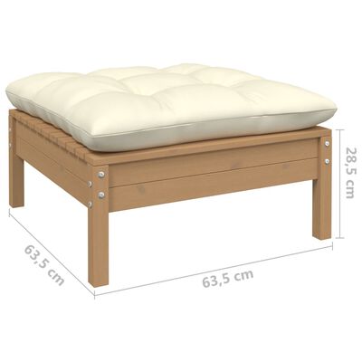 vidaXL Garden Footstool with Cream Cushion Honey Brown Solid Pinewood