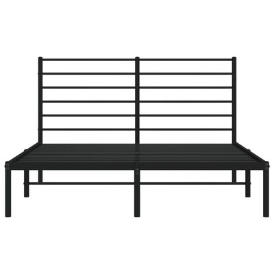 vidaXL Metal Bed Frame without Mattress with Headboard Black 150x200 cm King Size