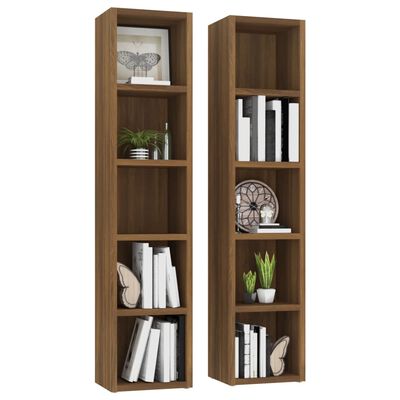 vidaXL CD Cabinets 2 pcs Brown Oak 21x16x93.5 cm Engineered Wood