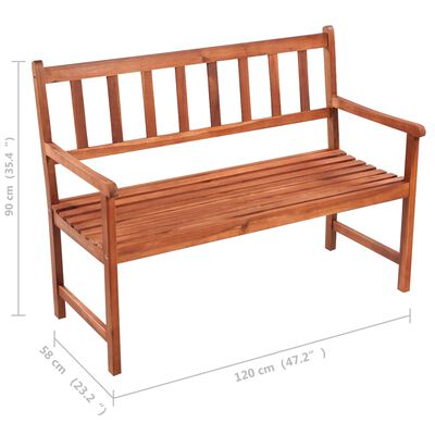 vidaXL Garden Bench with Cushion 120 cm Solid Acacia Wood