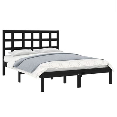 vidaXL Bed Frame without Mattress Black 150x200 cm King Size Solid Wood