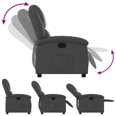 vidaXL Recliner Chair Grey Real Leather