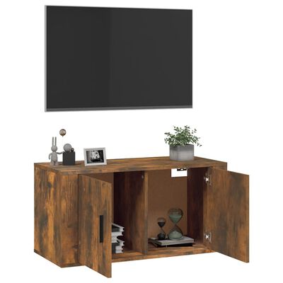 vidaXL Wall Mounted TV Cabinet Smoked Oak 80x34.5x40 cm