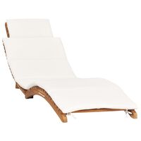 vidaXL Folding Sun Lounger with Cream White Cushion Solid Teak Wood