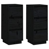 vidaXL Sideboards 2 pcs Black 32x34x75 cm Solid Wood Pine