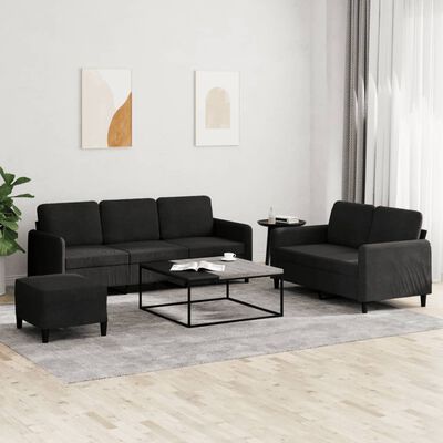 vidaXL 3 Piece Sofa Set Black Velvet