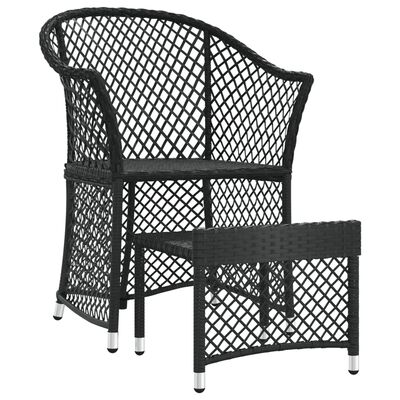 vidaXL 2 Piece Garden Lounge Set with Cushions Black Poly Rattan