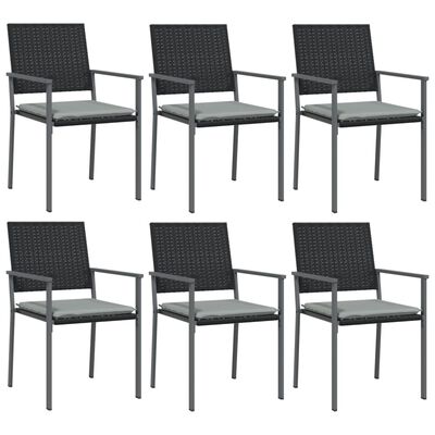 vidaXL 7 Piece Garden Dining Set with Cushions Poly Rattan and Steel