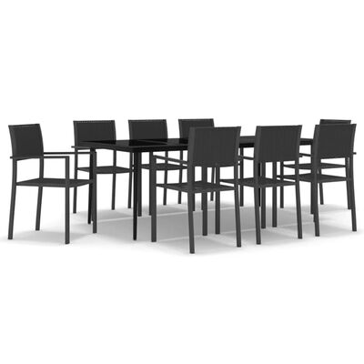 vidaXL 9 Piece Garden Dining Set Black