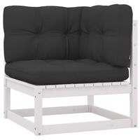 vidaXL Garden Corner Sofa with Anthracite Cushions Solid Pinewood