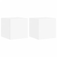 vidaXL TV Wall Cabinets with LED Lights 2 pcs White 30.5x35x30 cm