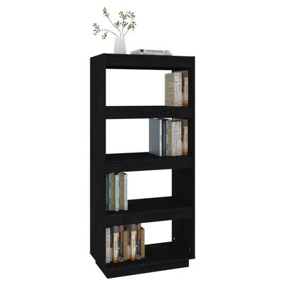 vidaXL Book Cabinet/Room Divider Black 60x35x135 cm Solid Pinewood