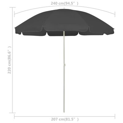 vidaXL Beach Parasol Anthracite 240 cm