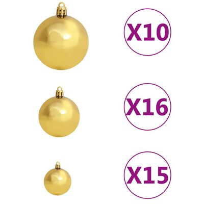 vidaXL Artificial Hinged Christmas Tree 300 LEDs & Ball Set 180 cm